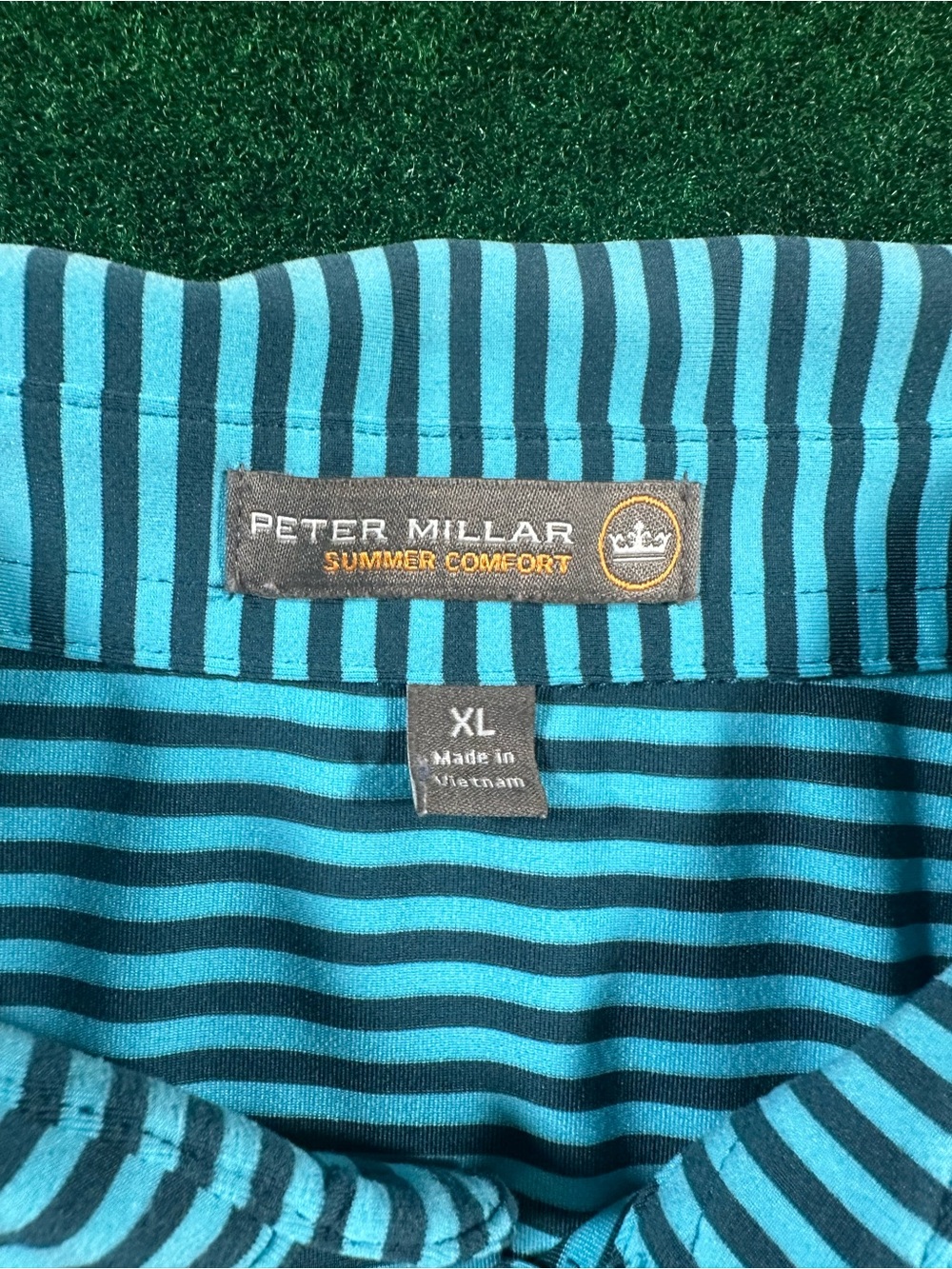 Men's Peter Millar, Royal Aberdeen Golf Club Blue Striped Polo Shirt, XL - Picture 4 of 6